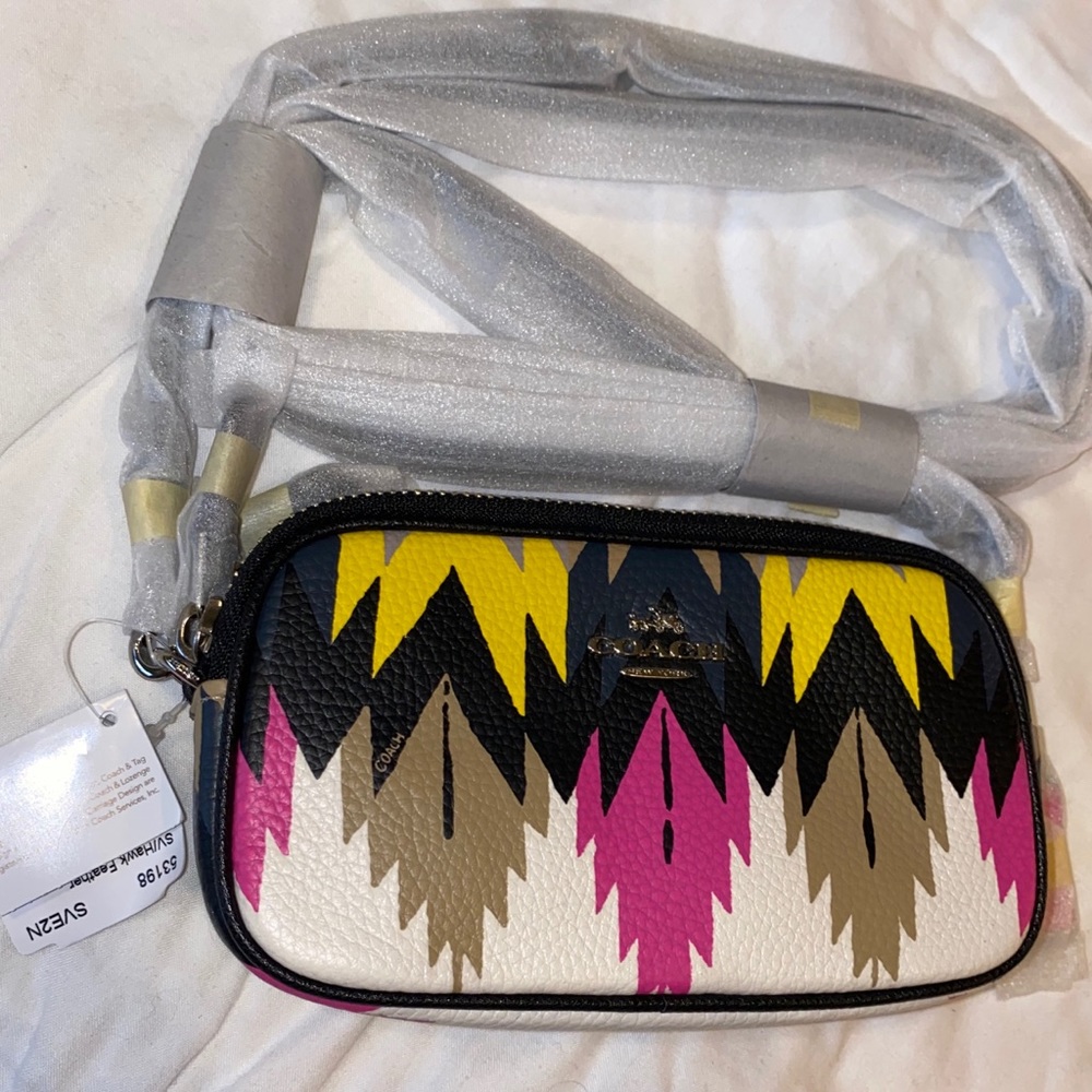 Feather Patterned Leather Coach Mini Cross Body
